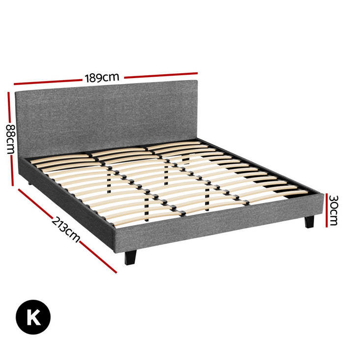 Artiss Bed Frame King Size Grey NEO