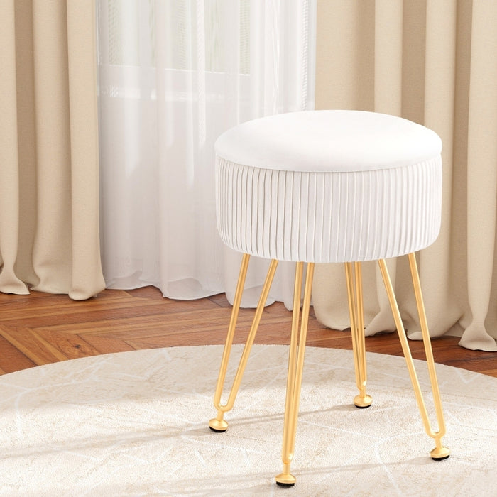 Artiss Ottoman Storage Foot Stool Velvet Round White