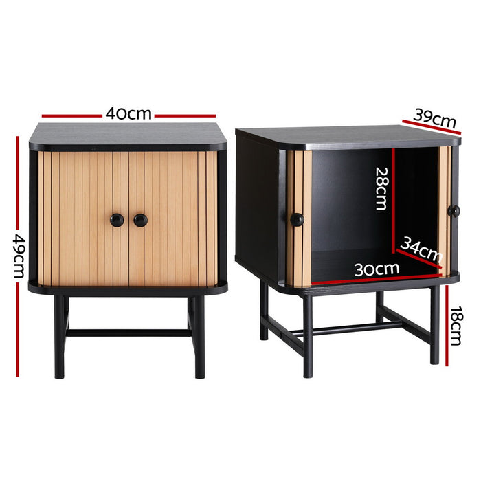 Artiss Bedside Table with Sliding Doors BORIS