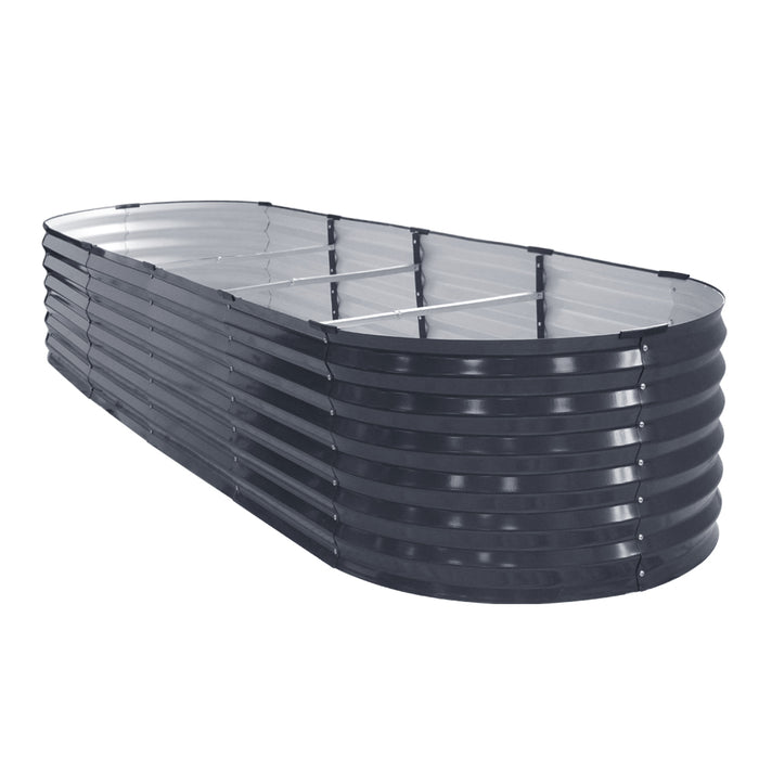 2x Green Fingers Raised Garden Bed 320X80X42cm Oval Planter Box Container Galvanised