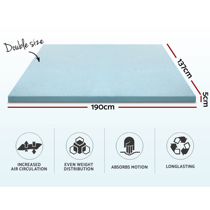 Giselle Bedding Memory Foam Mattress Topper Cool Gel 5cm Double