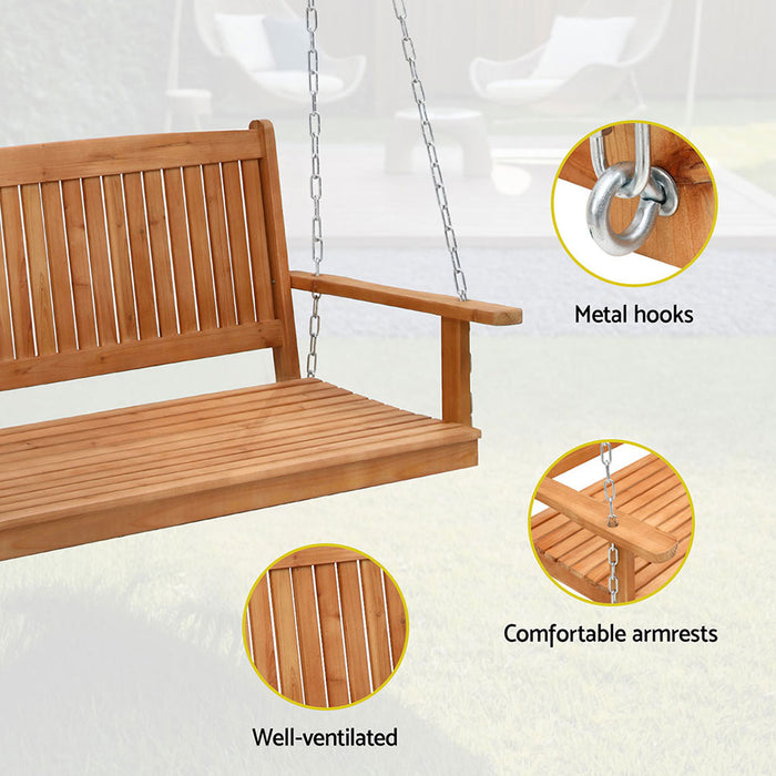 Gardeon Porch Swing Chair With Chain Outdoor Furniture Wooden Bench 2 Seater