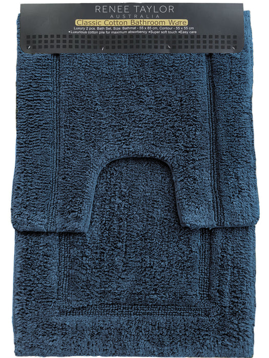 2 Piece 2200 GSM Tufted Blue Mirage Bath Mat Set by Renee Taylor