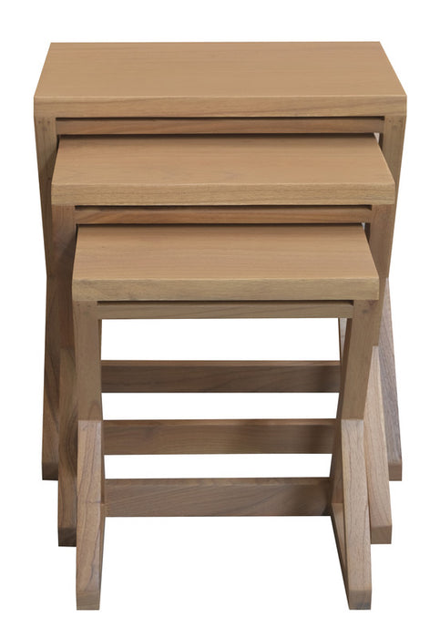 Manhattan Solid Mindi Timber Nest of Tables - Set of 3 (Natural)