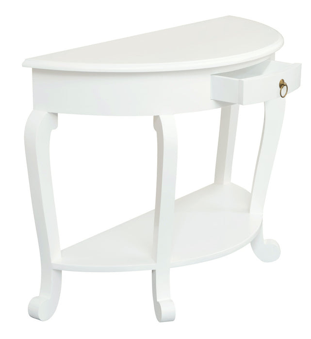 Emilie Cabriole Leg 1 Drawer Half Round Entry Table - White