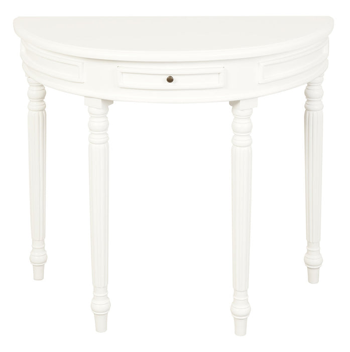 Turn Leg Half Round Sofa Table (White)