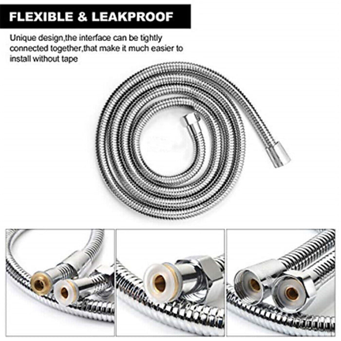 5 FT Handheld Shower Head Hose 1.5m Bathroom Stainless Steel Shower Water Tube