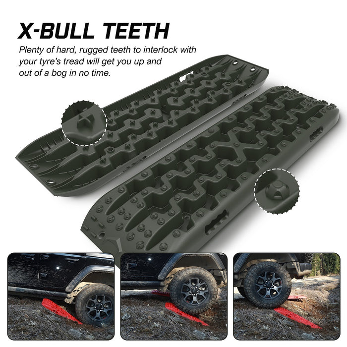 X-BULL 4X4 Recovery Tracks Boards 4WD 10T 4PCS Offroad Vehicle Sand Mud Gen3.0 Olive