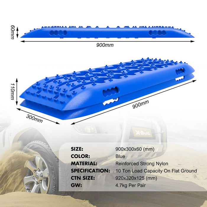 X-BULL Recovery Tracks Gen 2.0 10T Sand Mud Snow 2 Pairs Offroad 4WD 4x4 2PC 91CM Blue