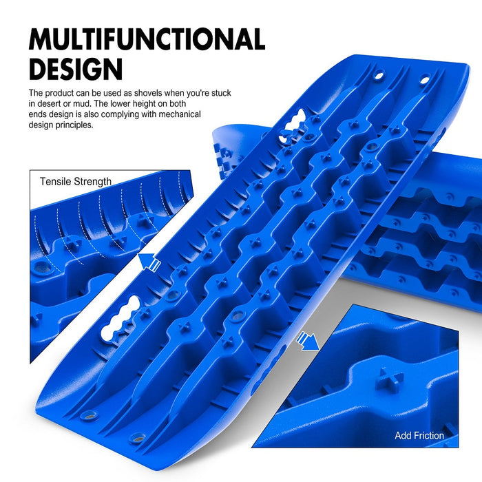 X-BULL 4X4 Recovery tracks 10T 2 Pairs/ Sand tracks/ Mud tracks/  Mounting Bolts Pins Gen 2.0 -Blue