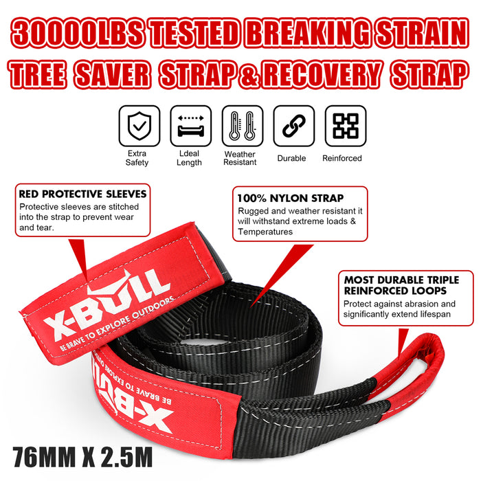 X-BULL Recovery Kit Kinetic Recovery Rope Snatch Strap / 2PCS Recovery Tracks 4WD Gen2.0