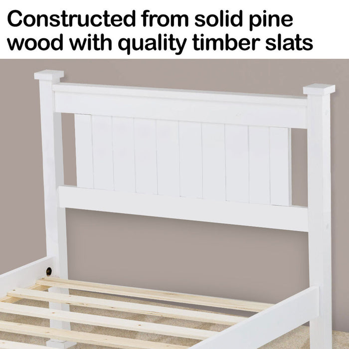 KINGSTON SLUMBER Single Wooden Bed Frame, Bedroom Furniture for Kids and Adults