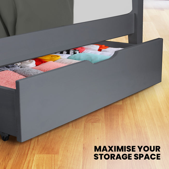 Kingston Slumber Trundle Storage Under Bunk Bed Drawers, 2 Pieces, Grey