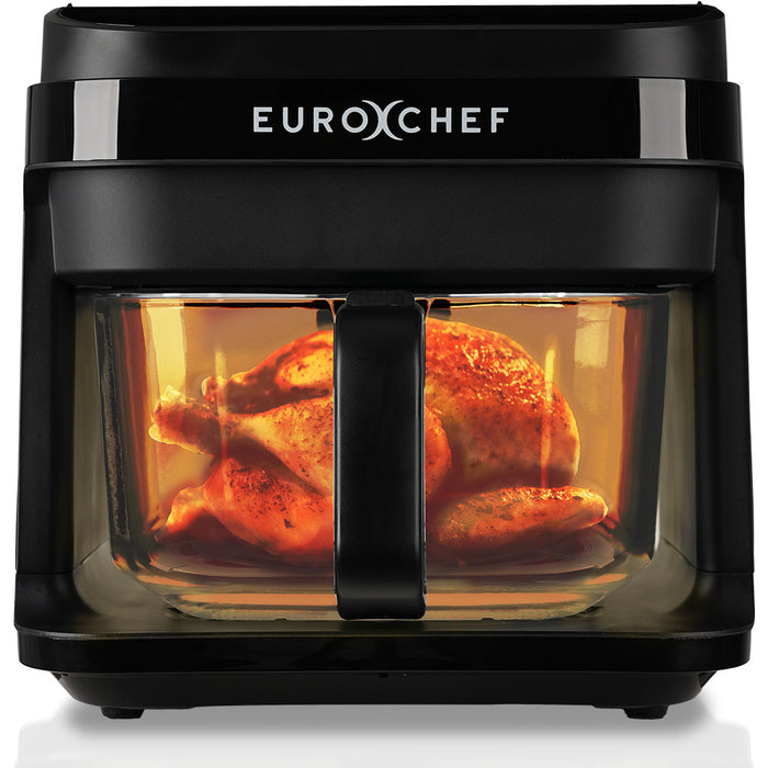 EUROCHEF 6.5L Air Fryer, Electric Digital Airfryer with Glass Container, Black