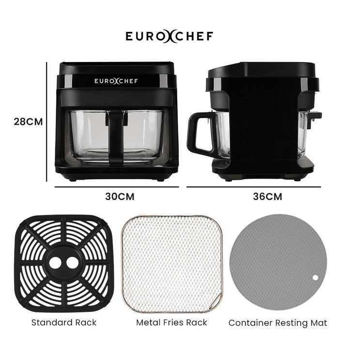 EUROCHEF 6.5L Air Fryer, Electric Digital Airfryer with Glass Container, Black