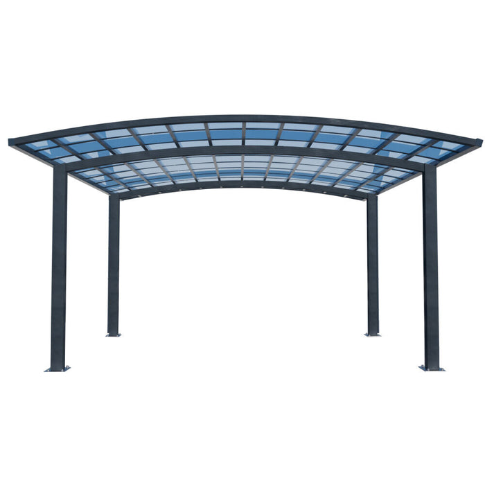 SHADE SHIELD Arched Double Carport 6.0m x 5.5m x 3.4m, Aluminium Alloy Frame, Polycarbonate Roof, Shelter for Car or Outdoor Living