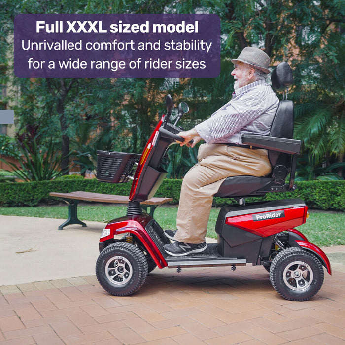 Equipmed ProRider Ultra Large-sized, High Power, Strong Climber, Varied Terrain, 200kg Capacity Mobility Scooter - Red