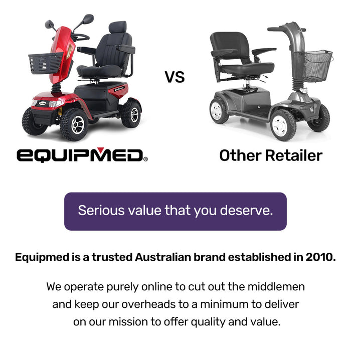 Equipmed ProRider Ultra Large-sized, High Power, Strong Climber, Varied Terrain, 200kg Capacity Mobility Scooter - Red