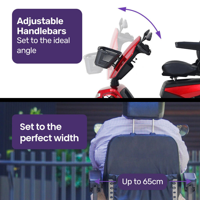 Equipmed ProRider Ultra Large-sized, High Power, Strong Climber, Varied Terrain, 200kg Capacity Mobility Scooter - Red