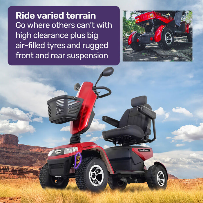 Equipmed ProRider Ultra Large-sized, High Power, Strong Climber, Varied Terrain, 200kg Capacity Mobility Scooter - Red