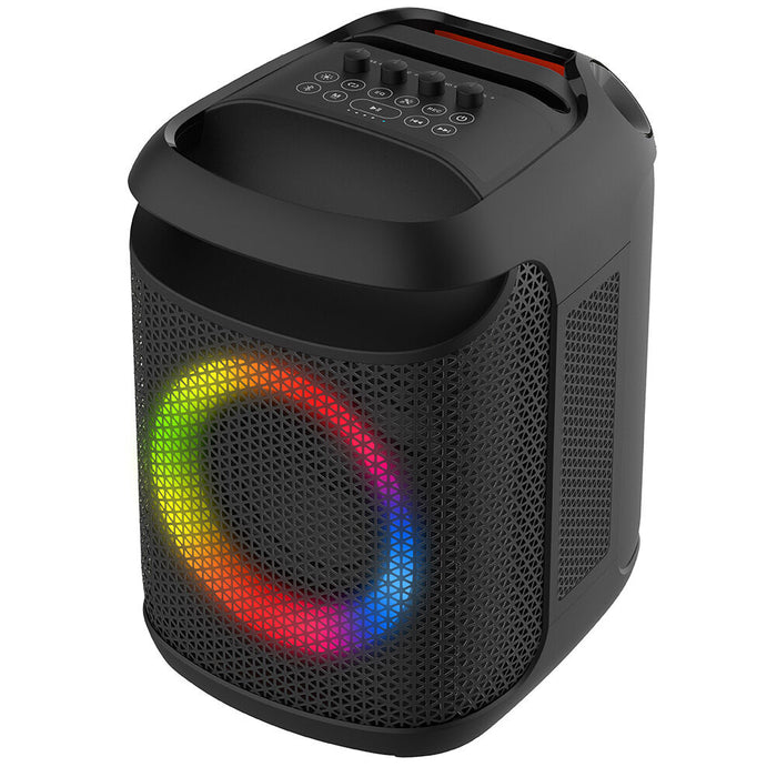 M&B Portable Splash Proof 80W Bluetooth Party Speaker, IPX4, TWS Pairing, Multi-Input, Lithium Battery, RGB, USB Charging