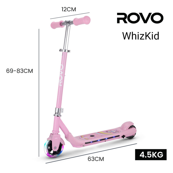 ROVO KIDS WhizKid Electric Scooter, Ages 5-11, Adjustable Height, Lithium Battery, Brushless Motor, Pink