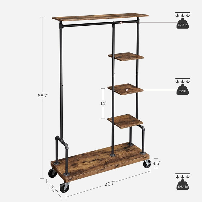 VASAGLE Clothes Rack Rustic Brown