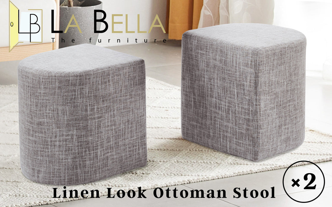 2X Ottoman Stool Linen Fabric Footstool Foot Rest Pouffe Pouf Seat - Dark Grey