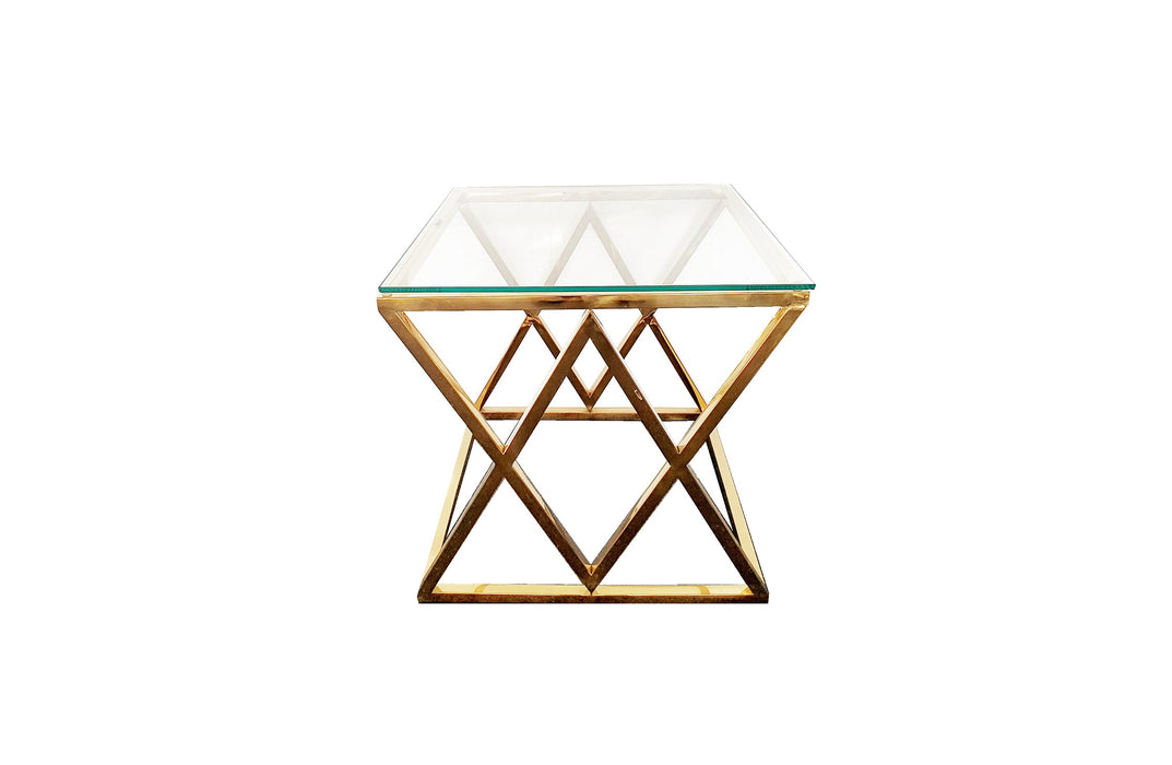 Alsea Side Table Gold Base - Clear Glass