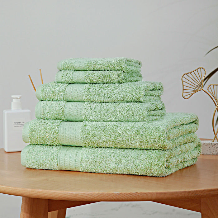 Luxury 6 Piece Soft and Absorbent Cotton Bath Towel Set - Sage Green