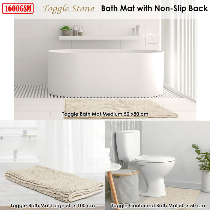 Toggle Microfiber Bath Mat Large Stone