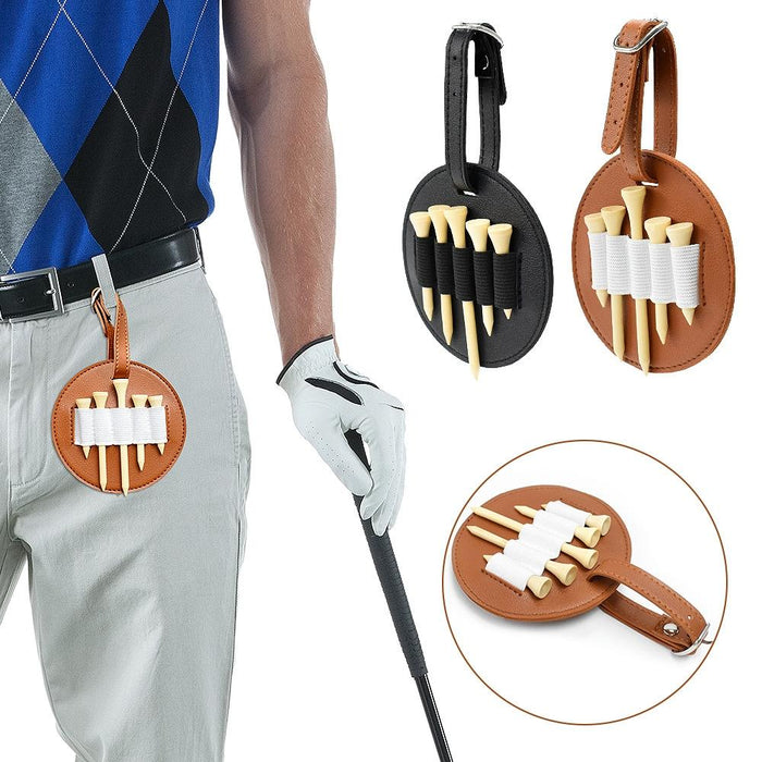 Double-Sided Leather Golf Spike Insert Bag - Outdoor Waist Hanging Storage - Double-Sided Black