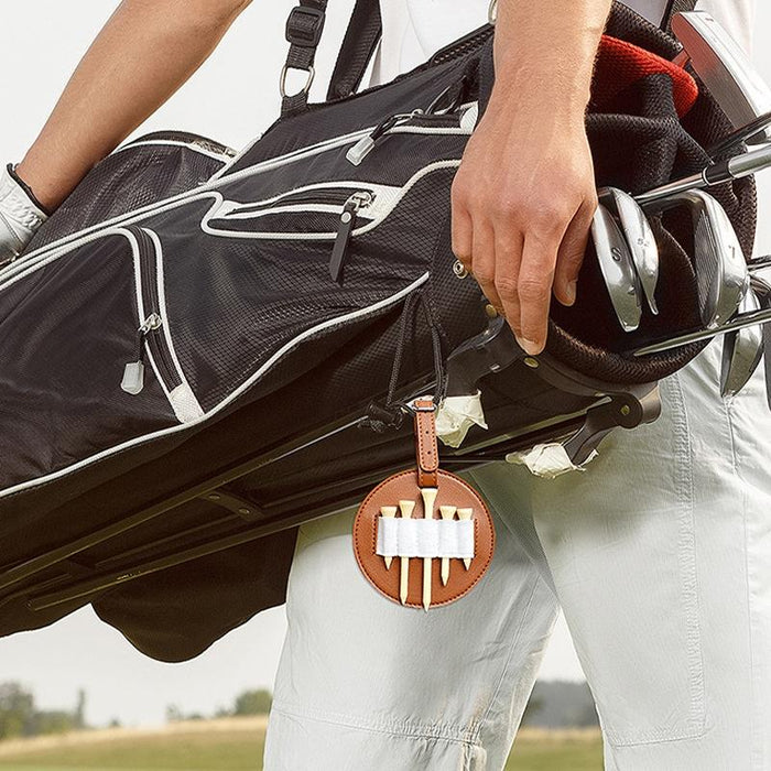 Double-Sided Leather Golf Spike Insert Bag - Outdoor Waist Hanging Storage - Double-Sided Black