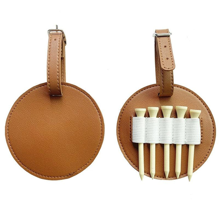 Double-Sided Leather Golf Spike Insert Bag - Outdoor Waist Hanging Storage - Single-Sided Brown