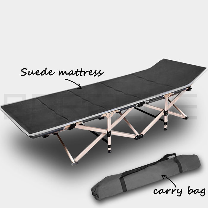 Camping Portable Stretcher Single Foldable Folding Bed Mattress Recliner Mat - grey