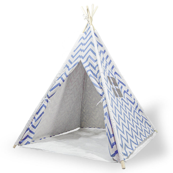 Giant Cotton Canvas Kids Teepee Wigwam Children Pretend Play Tent Indoor Outdoor Party - navy