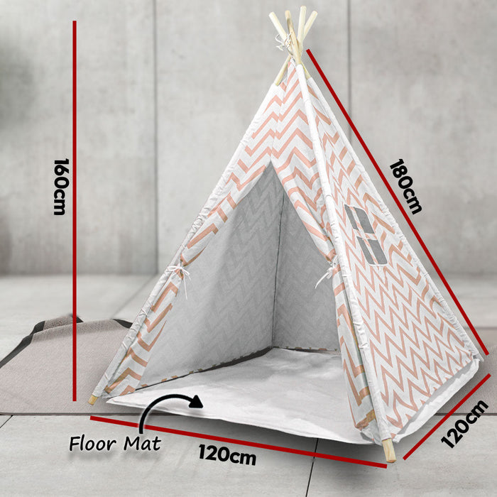 Giant Cotton Canvas Kids Teepee Wigwam Children Pretend Play Tent Indoor Outdoor Party - orange