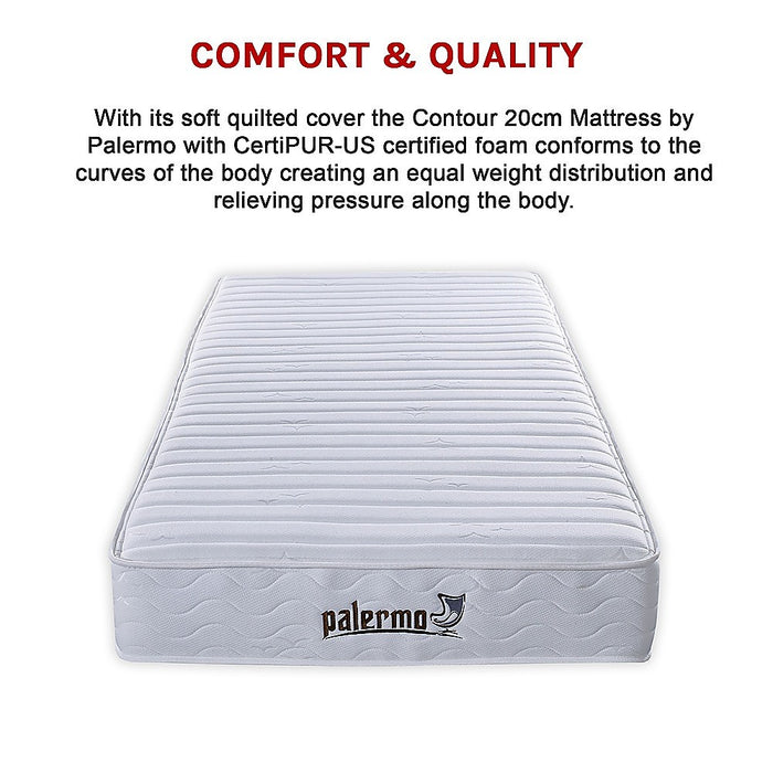 Palermo Contour 20cm Encased Coil King Single Mattress CertiPUR-US Certified Foam