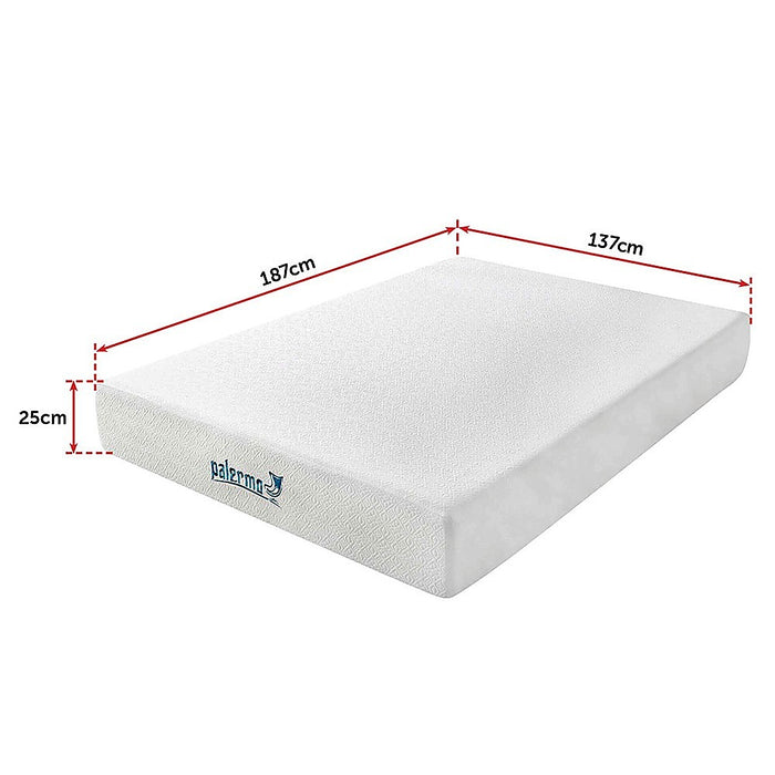 Palermo Double 25cm Gel Memory Foam Mattress - Dual-Layered - CertiPUR-US Certified