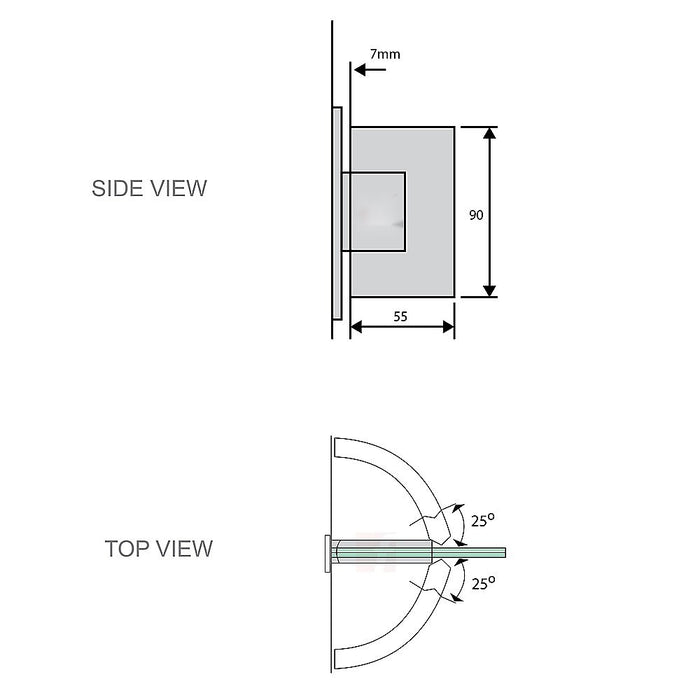 90° Stainless steel Glass Shower Door L-Hinge in Black