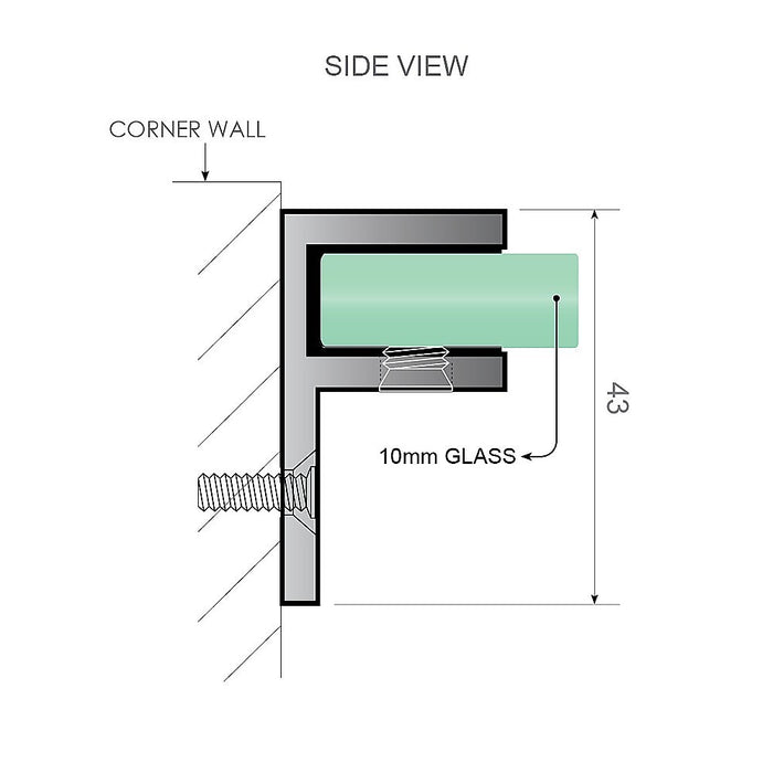 Glass-to-wall/floor Shower Screen F-bracket in Black