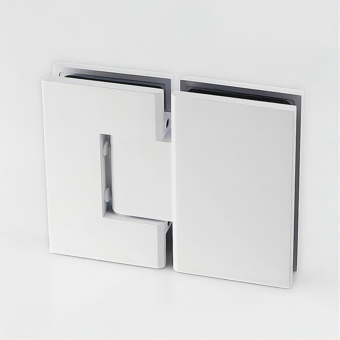 180° Brass Glass-to-Glass Shower Door Hinge in White