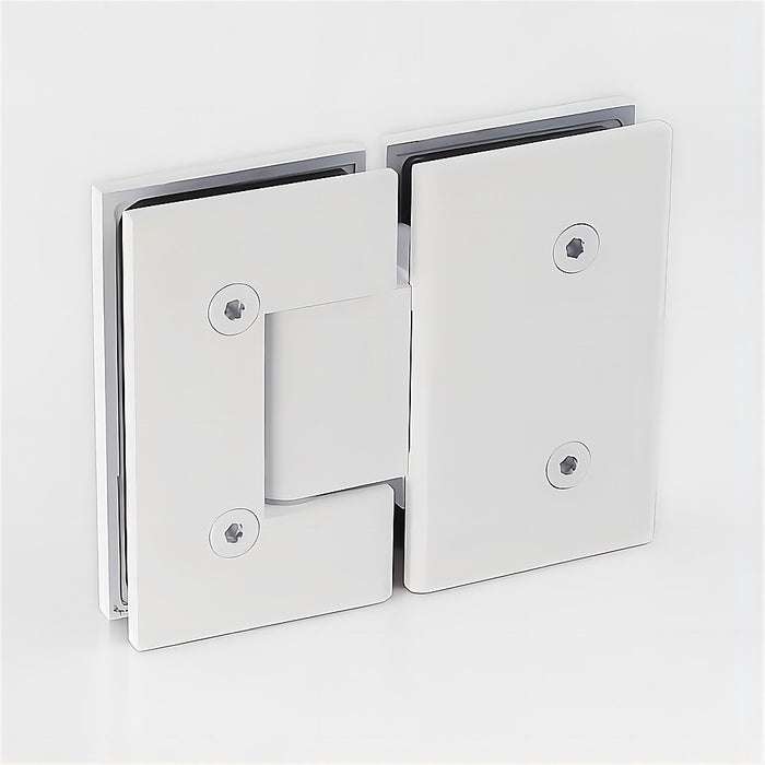 180° Brass Glass-to-Glass Shower Door Hinge in White