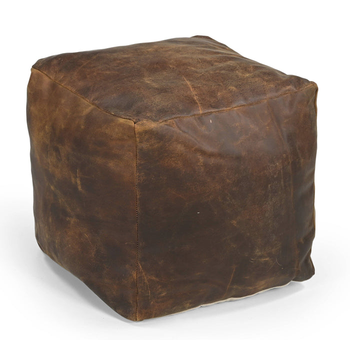 VINTAGE LEATHER OTTOMAN