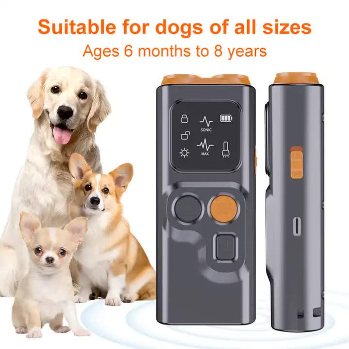 Ultrasonic Dog Training Device - Rechargeable Anti-Bark Control and LED Flashlight