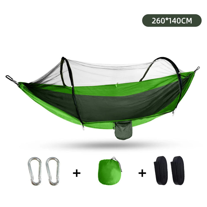 Outdoor Camping Hammock with Mosquito Net - Lightweight 260x140cm, Portable Travel & Hiking Gear Green