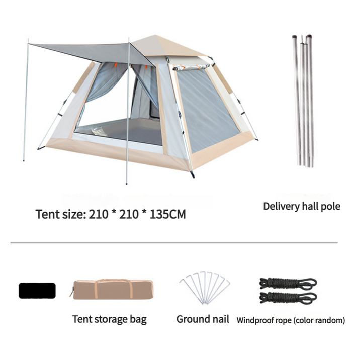 Camping Tent with Awning | Waterproof Family Tent with Carry Bag and Accessories 210*210*135cm Cloudy Gray