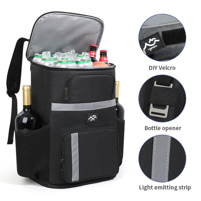 Insulated Cooler Backpack - Portable Outdoor Picnic and Beverage Bag with Bottle Opener (Gray)