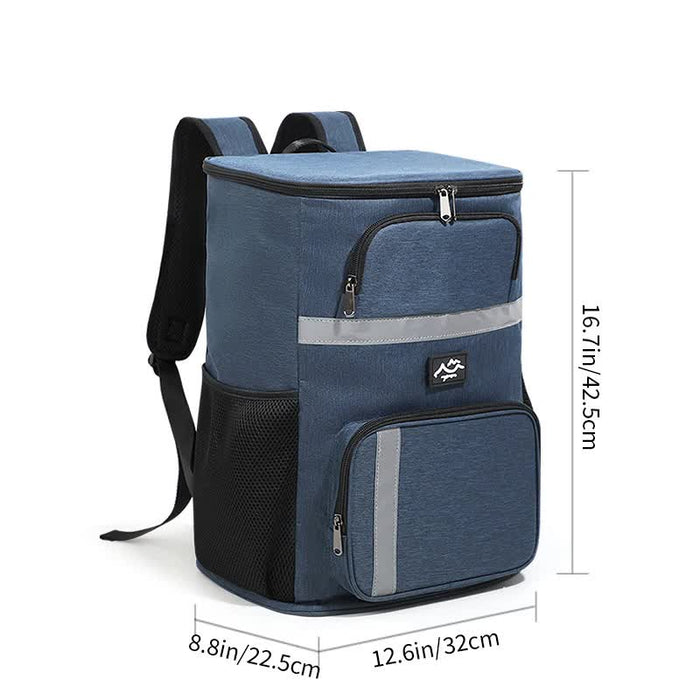 Insulated Cooler Backpack - Portable Outdoor Picnic and Beverage Bag with Bottle Opener (Navy blue)