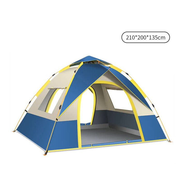 Blue 3-4 Person Lightweight Camping Tent (210*200*135cm) | UV Protection Silver Coated, Dual Doors & Windows